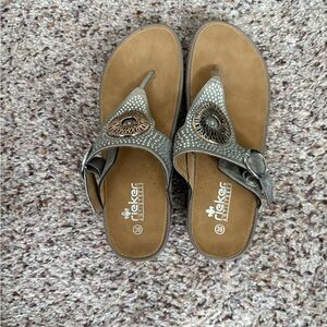 Rieker Women's Silver and Tan Sandals